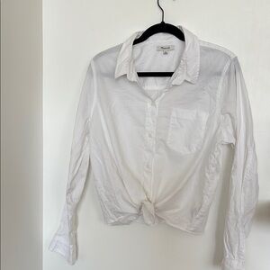 Madewell White Tie Front Button Down Shirt